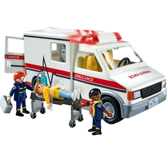 PLAYMOBIL * RESCUE AMBULANCE * NEARLY COMPLETE * SIRENS * LIGHTS 🚑 - Picture 2 of 14